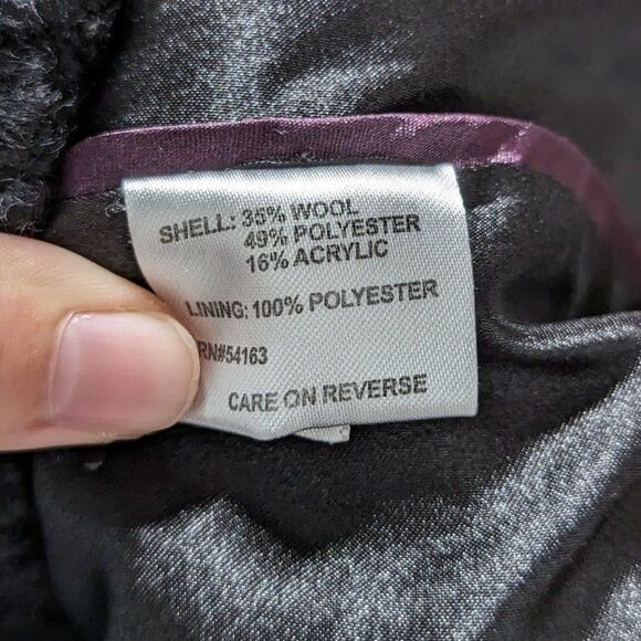 Calvin Klein Size XS Women's Black Textured Fit & Flare Wool Blend Pea Coat - Picture 9 of 12